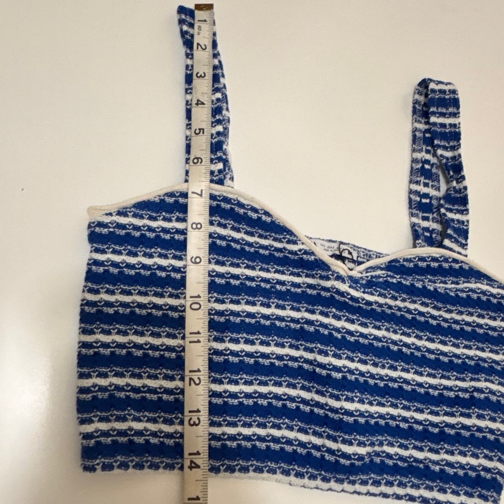 Zara Blue and White Striped Two-Piece Crop Top and Skort Set - Picture 13 of 14